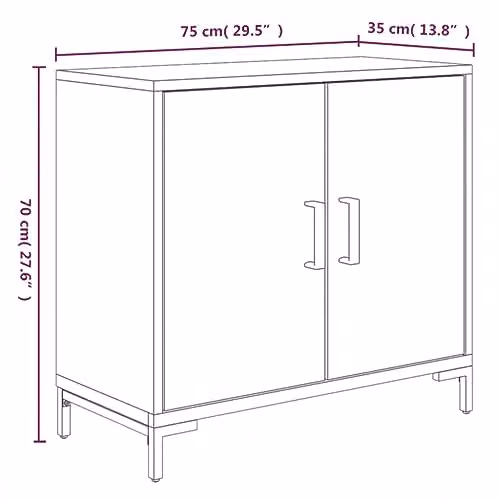 vidaXL Vintage Black Solid Pinewood Sideboard W/D/H: 75 x 35 x 70 cm – 3