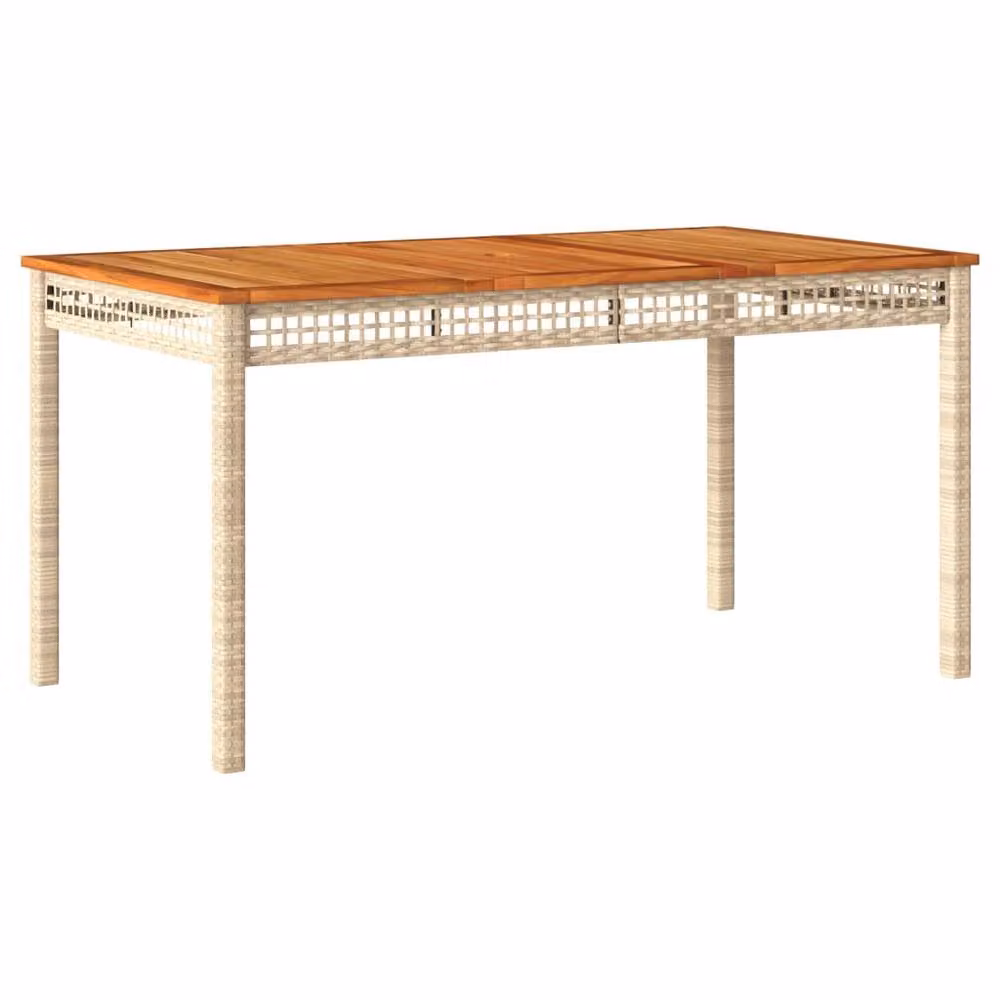 Berkfield Home Extendable Rectangular Garden Table in Beige Poly Rattan and Acacia Wood, W: 140 cm, D: 80 cm, H: 75 cm – 2