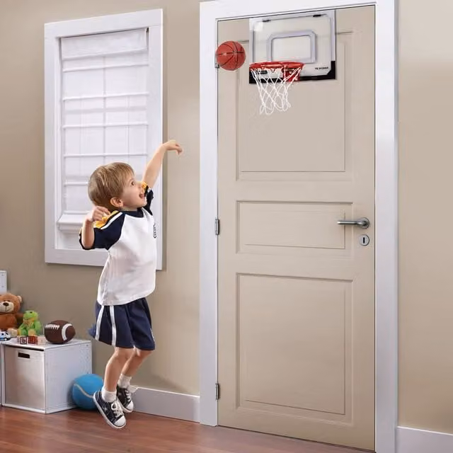 Livingandhome Kids Transparent Basketball Hoop with Adjustable Height, Black and White
