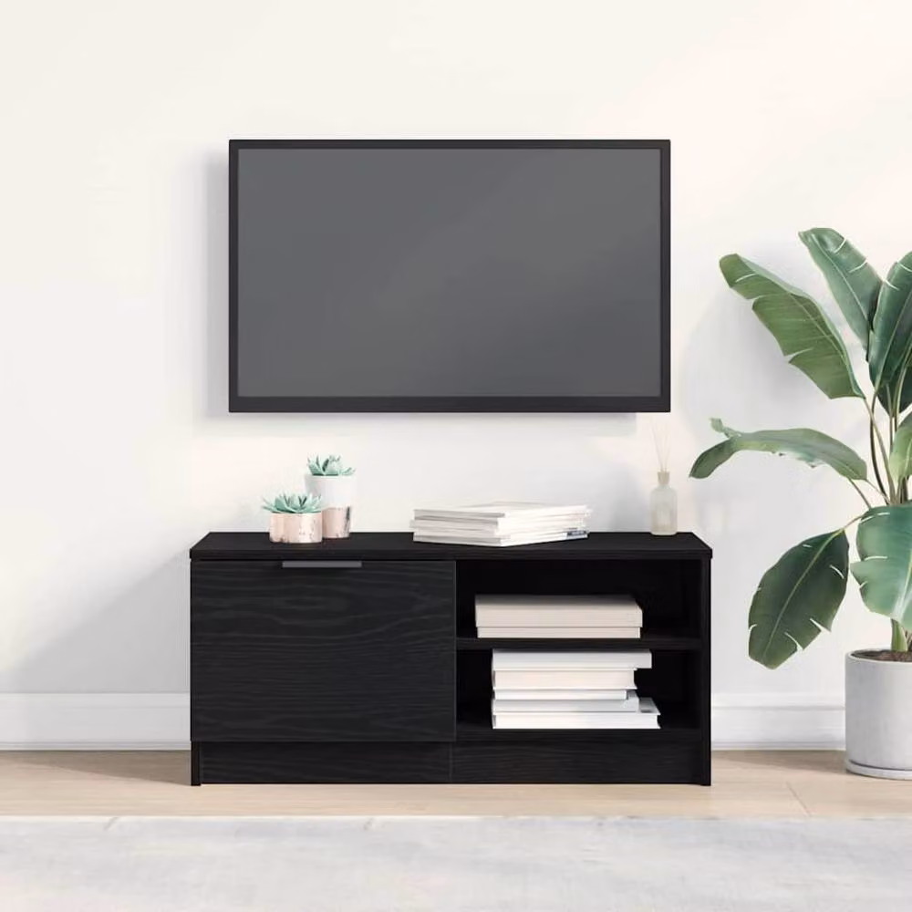 Berkfield Home Modern TV Cabinet in Black Oak, W/D/H: 80 x 35 x 36.5 cm – 2