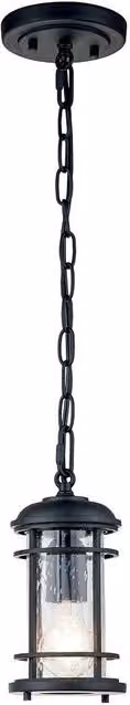 Netlighting Feiss Lighthouse Maritime Outdoor Pendant Ceiling Light in Textured Black with Transparent Glass, IP44 – 1
