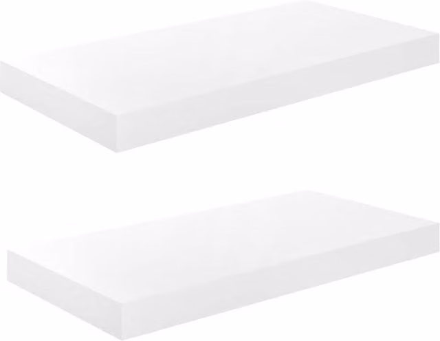 Berkfield Home Floating Wall Shelves, 2 Piece Set, High Gloss White MDF, W: 50 cm, D: 23 cm, H: 3.8 cm