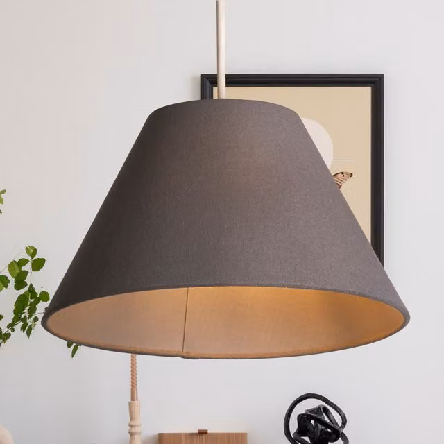 Lighting Collection Grey Linen Coolie Cone Lamp Shade, Diameter: 28 cm – 1