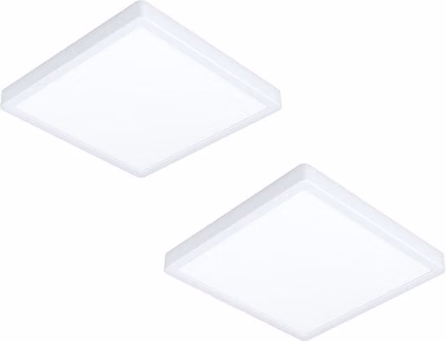 Loops 2 Pack Modern Square LED Ceiling and Wall Light in White Plastic and Metal, 20W, IP44