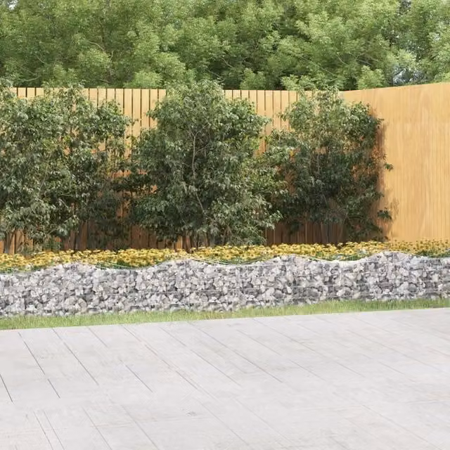 Berkfield Home Arched Gabion Raised Bed in Silver Galvanised Steel, W: 600 cm, D: 100 cm, H: 50 cm
