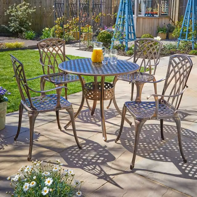 Home Source Denali Patio Bistro Set in Brown Metal