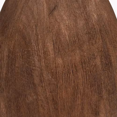 Ruma Mango Wood Curved Table Lamp Base with Brown Linen Drum Shade – 3