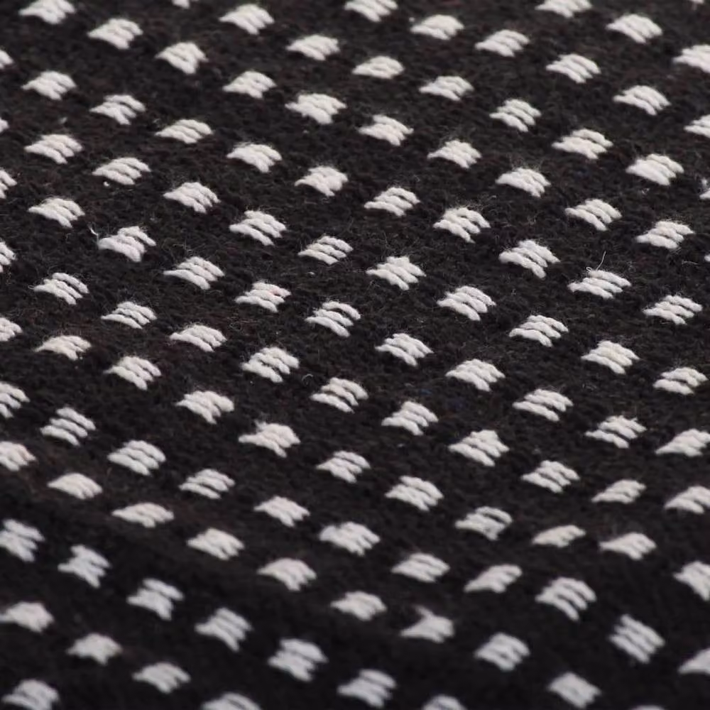 Berkfield Home Cotton Throw Squares in Black, W: 125 cm, D: 150 cm – 6
