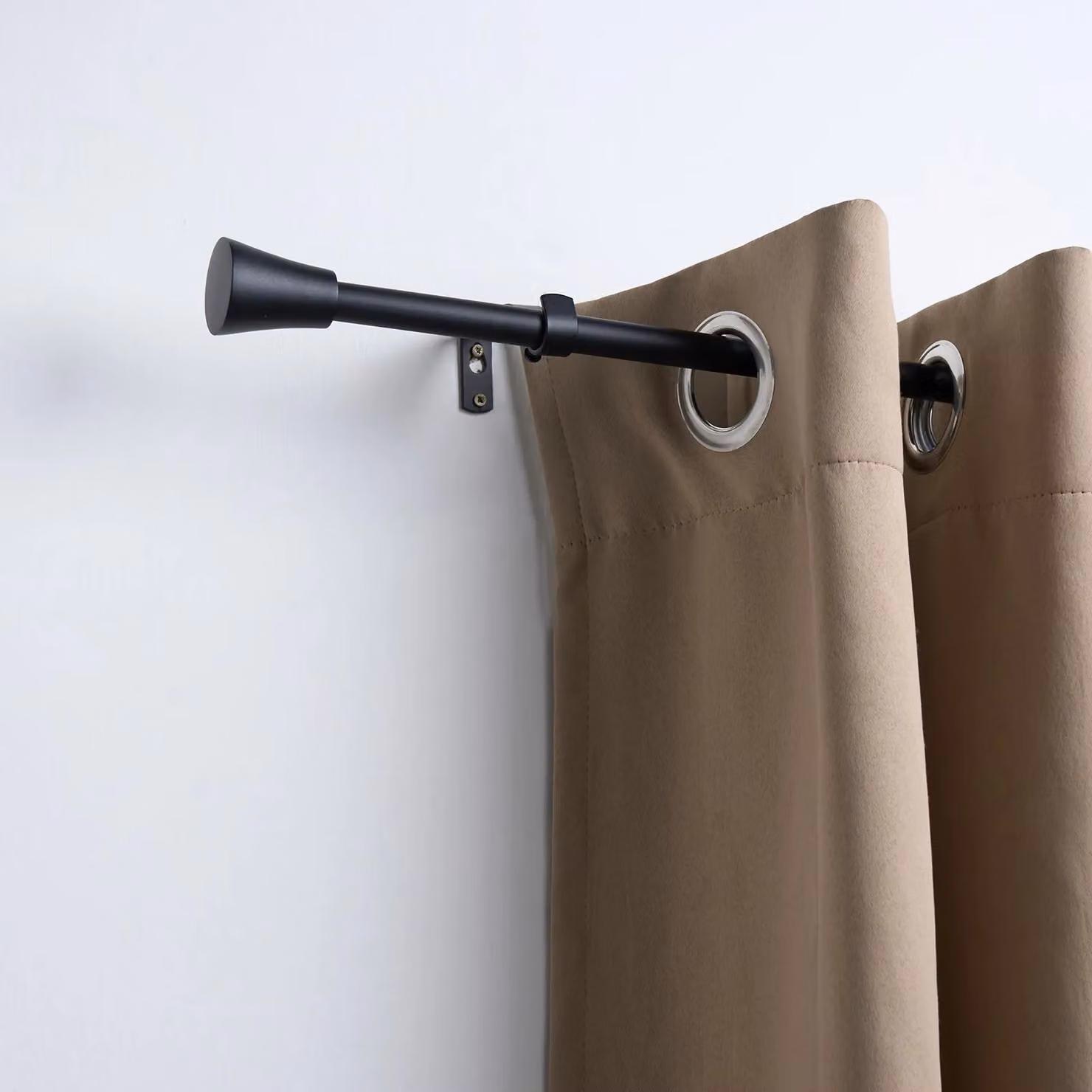 OHS Black Metal Extendable Curtain Pole with Trumpet Finials, 120 cm to 220 cm – 3