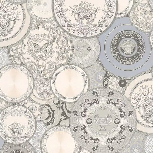 Versace Les Etoiles De La Mer Textured Silver Vinyl Non-Woven Wallpaper Roll