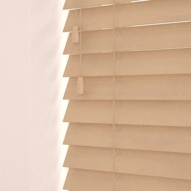 New Edge Blinds Wooden Venetian Blinds in Fawn Oak Brown, Width: 105 cm, Drop: 120 cm