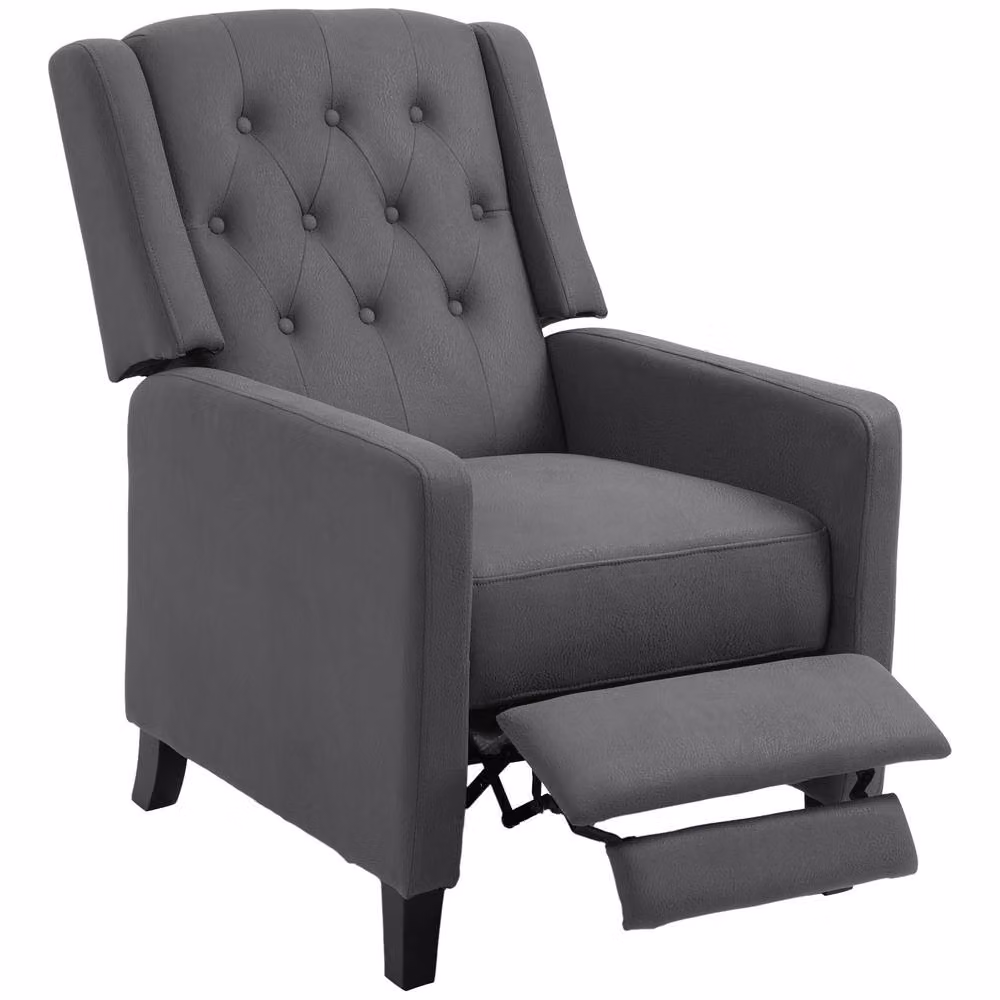 STILVORA Grey Recliner Armchair with Integrated Footrest and Armrests – 3