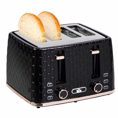 HOMCOM 4 Slice Toaster with 7 Browning Levels and Auto Shut-off, Black – 1