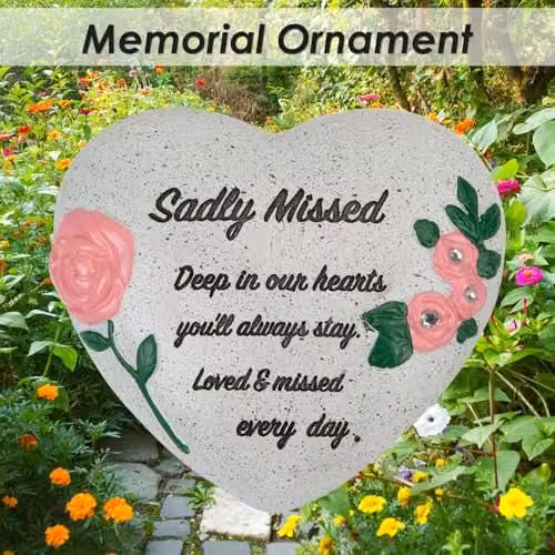VFM e-Store Memorial Flower Pot Ornament in Grey, W: 16 cm, D: 14 cm, H: 7 cm – 3