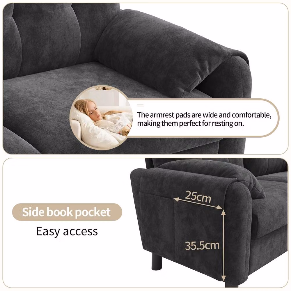 BTM 2 Seater Chenille Upholstered Sofa in Grey – 2