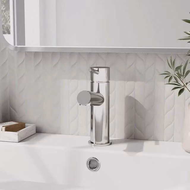 Hinsinc Modern Basin Mono Mixer Lever Tap with Pop-Up Waste in Chrome Silver – 1