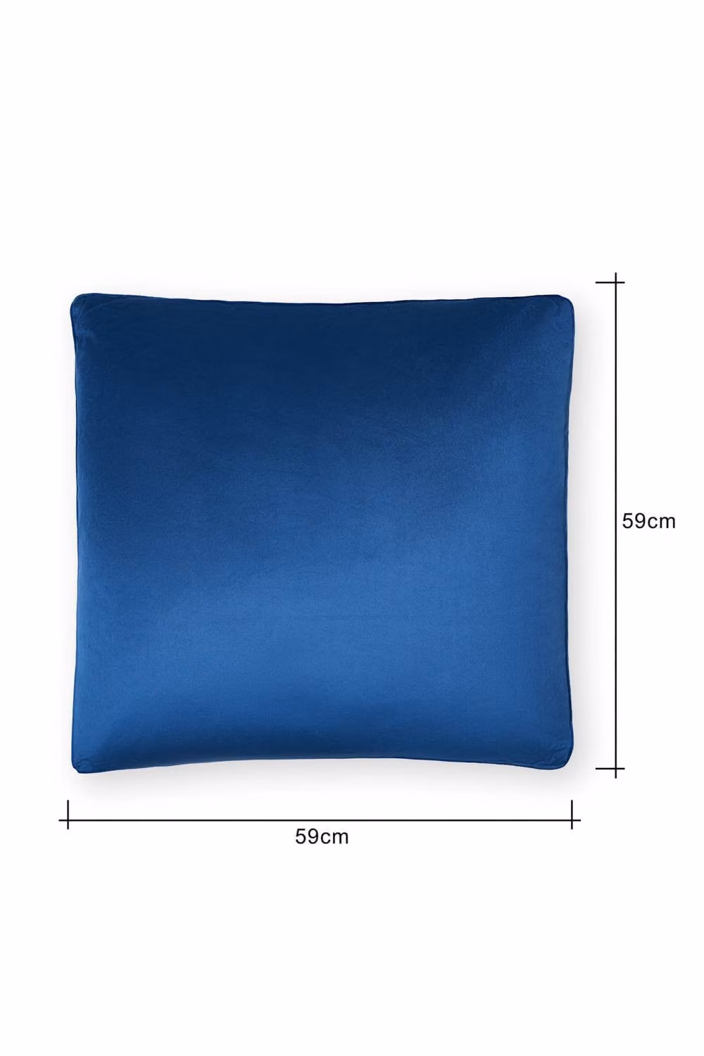 BHS Large Square Velour Piped Cushion in Blue, W/D/H: 59 x 59 x 1 cm – 3