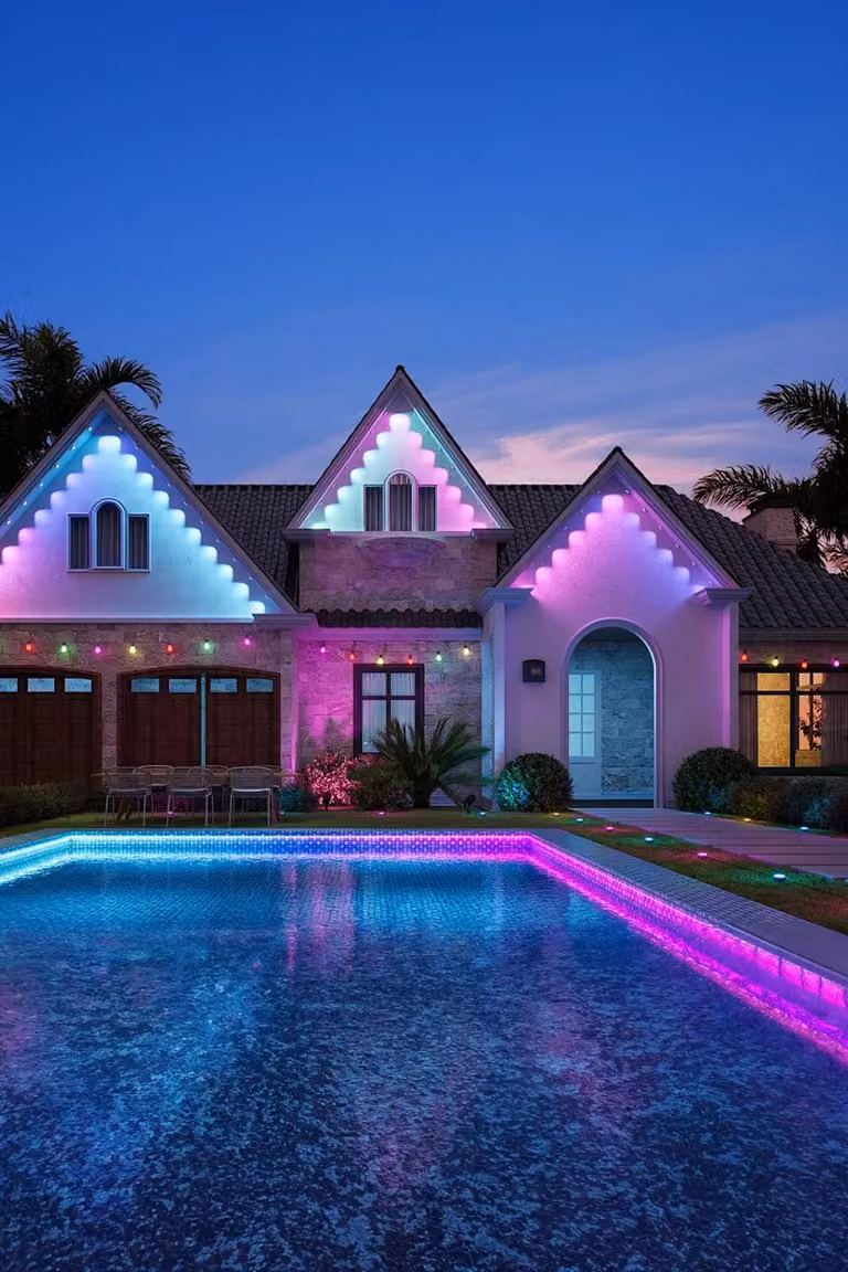 Living and Home Multicolour RGB Waterproof Permanent Outdoor Eaves Lights with App and Remote Control, 30m