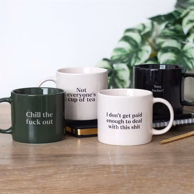 Chill The F*ck Out Cheeky Ceramic Mug for Adults, Green