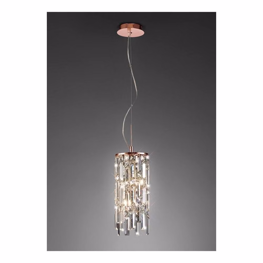 Netlighting Maddison Cylinder 2 Light Ceiling Pendant in Gold and Crystal with G9 Bulbs – 2