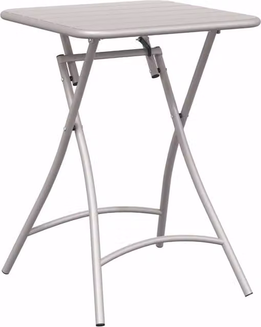 Berkfield Home Folding Garden Table in Beige Metal, W/D/H: 55 x 55 x 73 cm