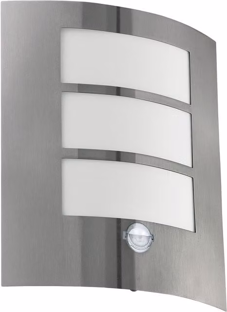 Loops IP44 Outdoor Wall Light with PIR Motion Sensor in Silver Stainless Steel for Garden, E27 60W – 1