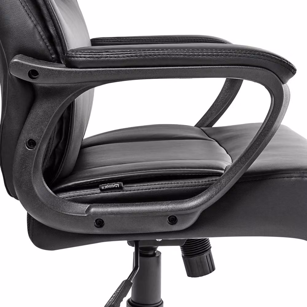 Wyld and Coco Executive Swivel Office Chair in Black Faux Leather with Headrest and Armrests – 6