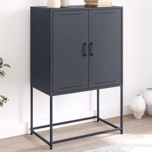 Berkfield Home Industrial TV Cabinet in Black Metal, W: 68 cm, D: 39 cm, H: 60.5 cm – 1