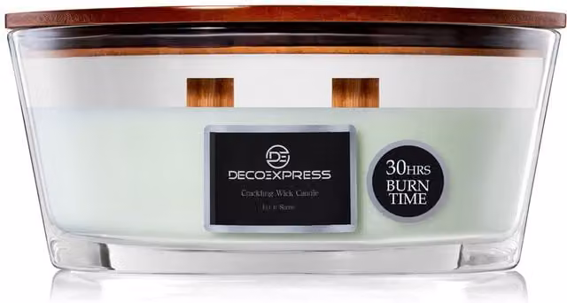 Deco Express Let It Snow WoodWick Scented Crackle Candle in Green – 7