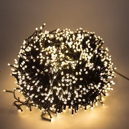 Shatchi 750 LED Warm White Compact Christmas Cluster Lights with Green Cable and Timer – 9