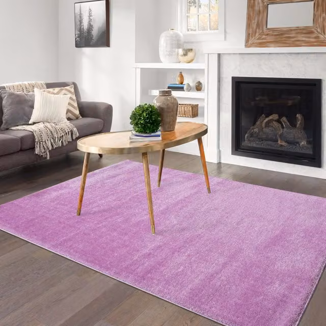 Purple Shaggy Area Rug with Thick Pile and Sound Absorbing Properties
