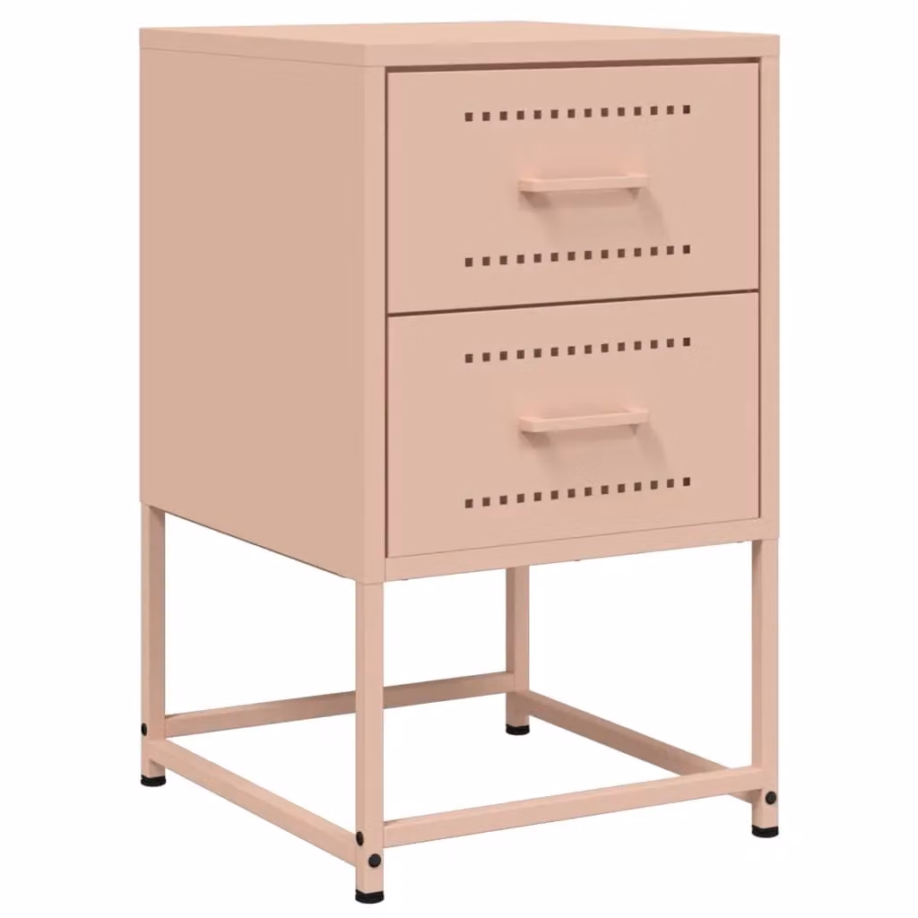 Berkfield Home Pink Metal Bedside Cabinet W/D/H: 36 x 39 x 60.5 cm – 2