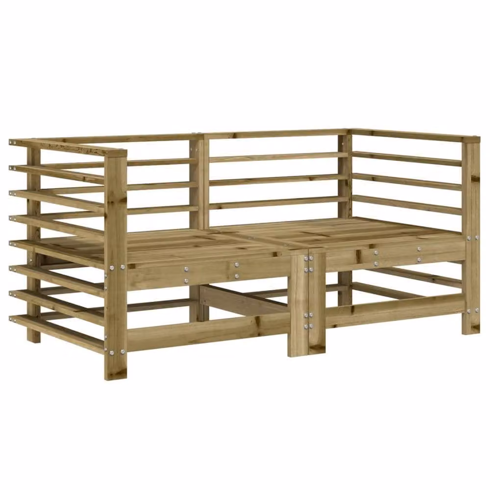 Berkfield Home Beautiful 2-Piece L-Shape Garden Corner Sofa Set in Brown Impregnated Pine Wood – 2