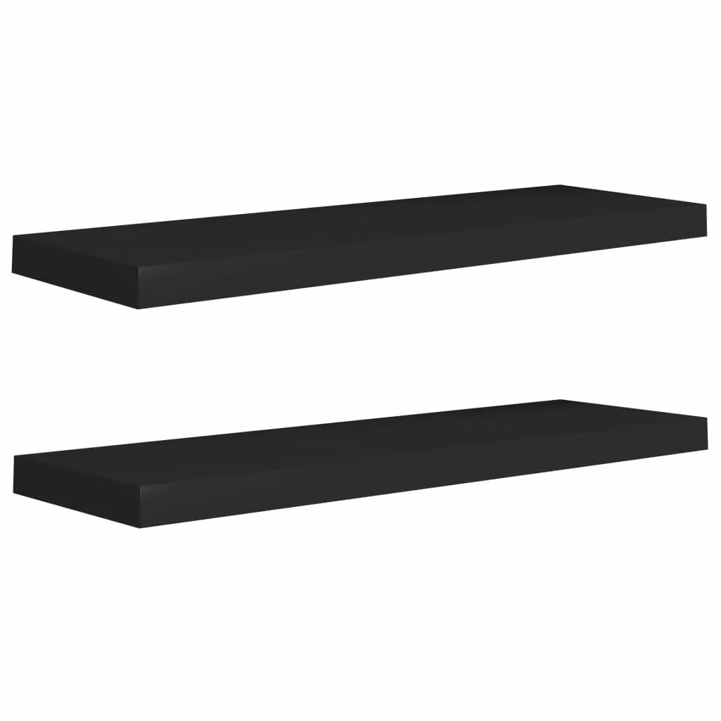 Berkfield Home Floating Wall Shelves, 2 Piece Black MDF and Metal Set, W: 80 cm, D: 23.5 cm, H: 3.8 cm – 2