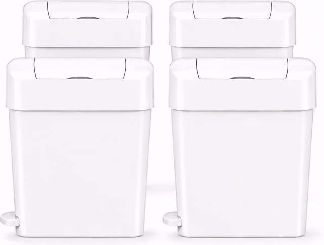 ProKleen 22L Sanitary Waste Bin with Foot Pedal, White, Pack of 4 – 1