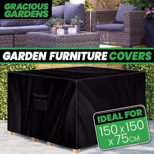 Gracious Gardens Waterproof Square Outdoor Patio Sofa Cover, Black, W/D/H: 150 x 150 x 75 cm – 2