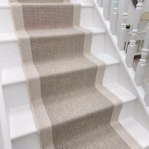 runrug Vichy Indoor/Outdoor Stair Runner Rug, Beige, W: 70 cm, L: 540 cm