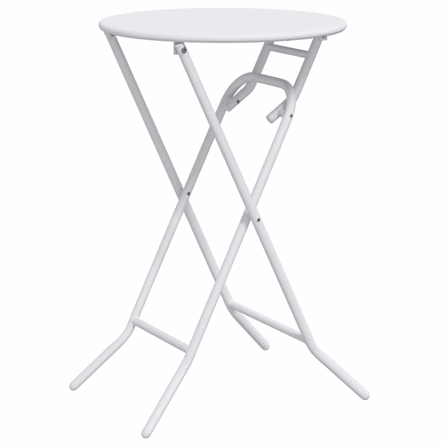 Berkfield Home Folding Garden Table in White Steel, W: 50 cm, D: 72 cm – 2