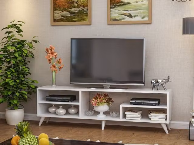 Decorotika Vamos Mid-Century TV Unit in White MDF
