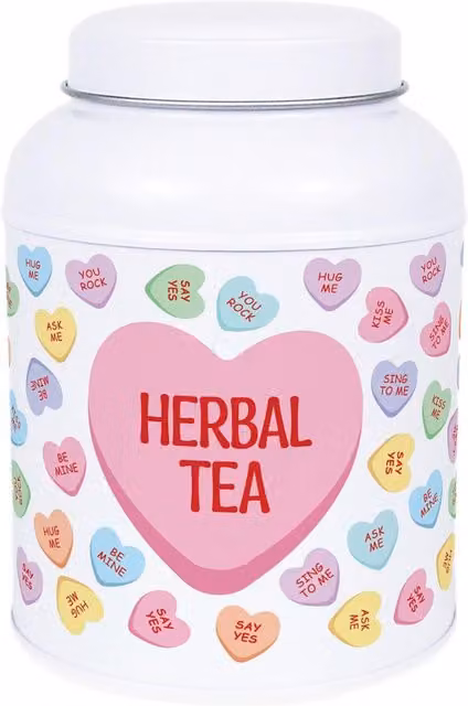 Purely Home Heart Candy Hot Chocolate Canister White Metal Kitchen Storage Tin