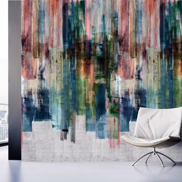 Grandeco Abstract Nature Mural Wallpaper in Blue and Multicolour, Washable Vinyl