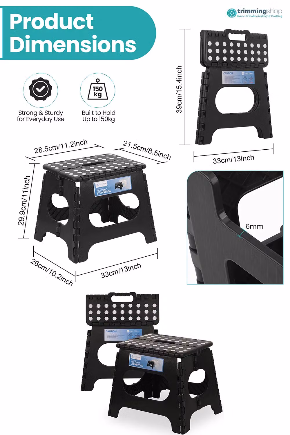 Neel Blue Black Foldable Plastic Step Stool with Rubber Feet – 2