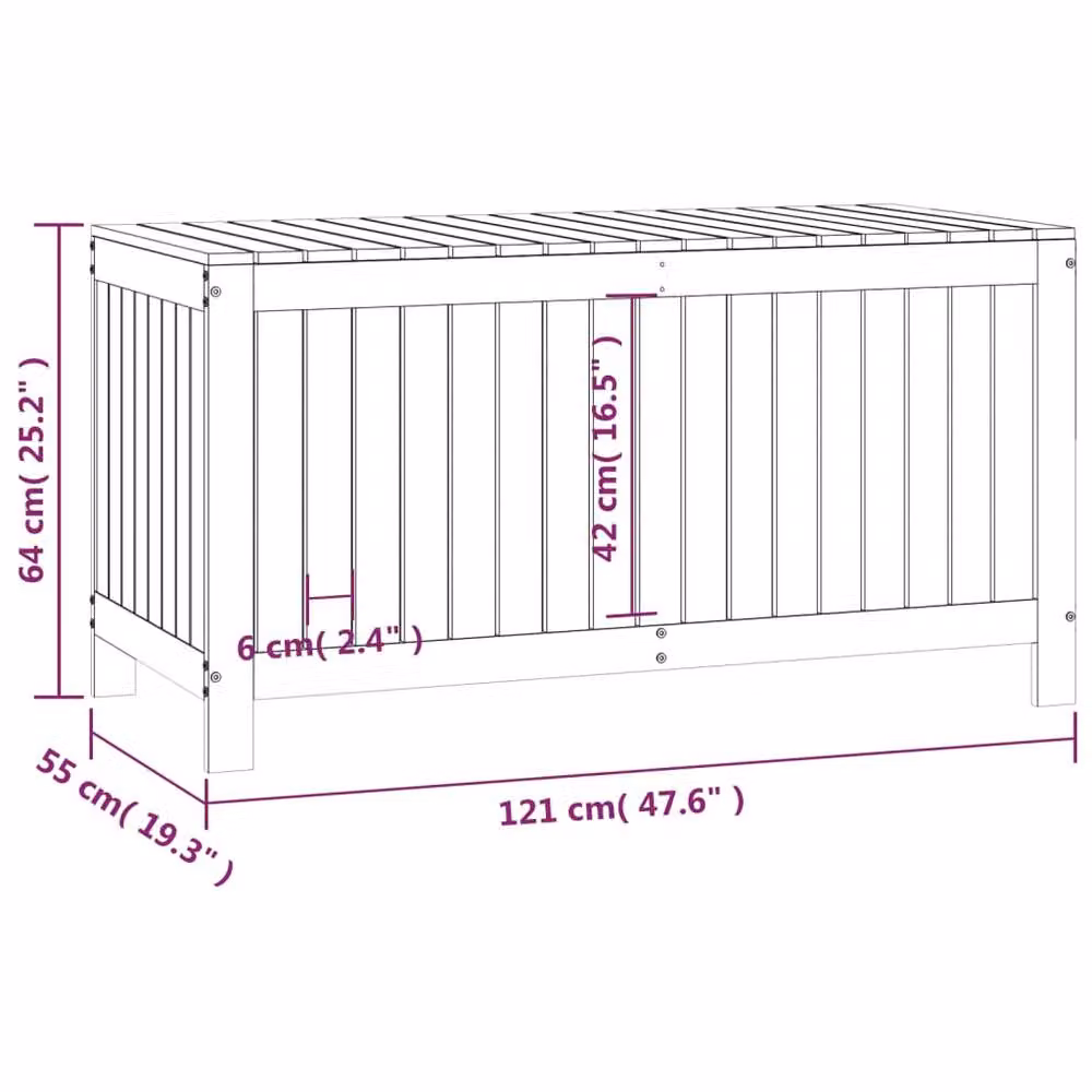 Berkfield Home Grey Solid Pine Garden Storage Box W: 121 cm, D: 55 cm, H: 64 cm – 4