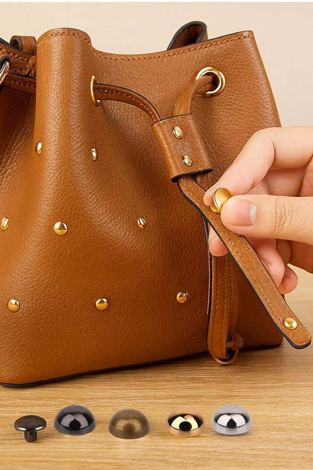 Neel Blue 25pcs Gold Nickel-Plated Dome Shaped Bag Feet Rivets with 9mm Round Studs, 15mm – 5