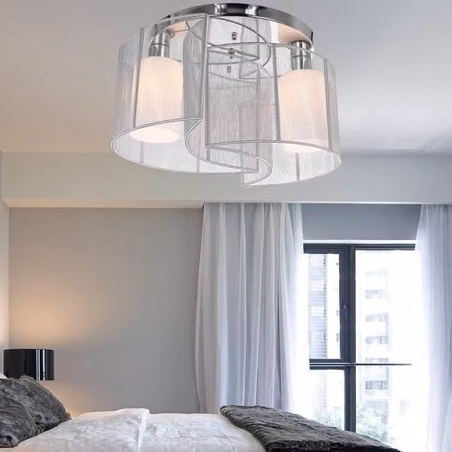 HOMCOM Modern Metal Ceiling Chandelier Light in Silver and Chrome