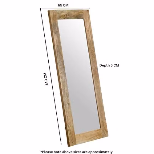 Adorable Lifestyle Rustic Rectangular Wall Mirror in Brown Wood, W140 x H65 x D1 cm – 2