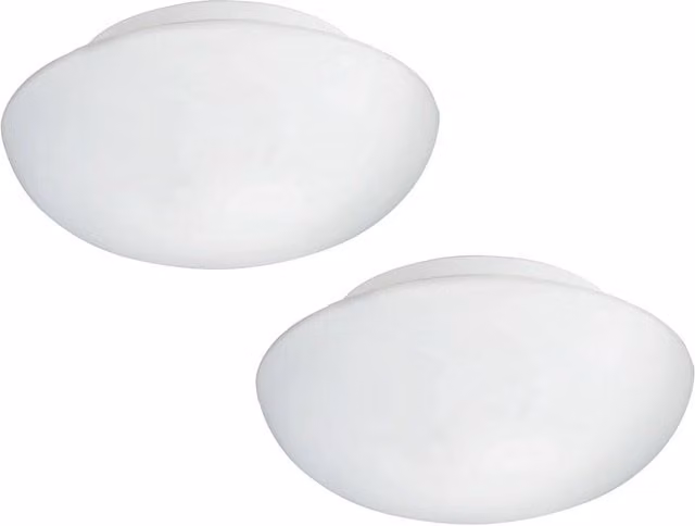 Loops 2 Pack White Modern Round Ceiling Light with Opal Matt Glass Shade and 2x E27 Sockets