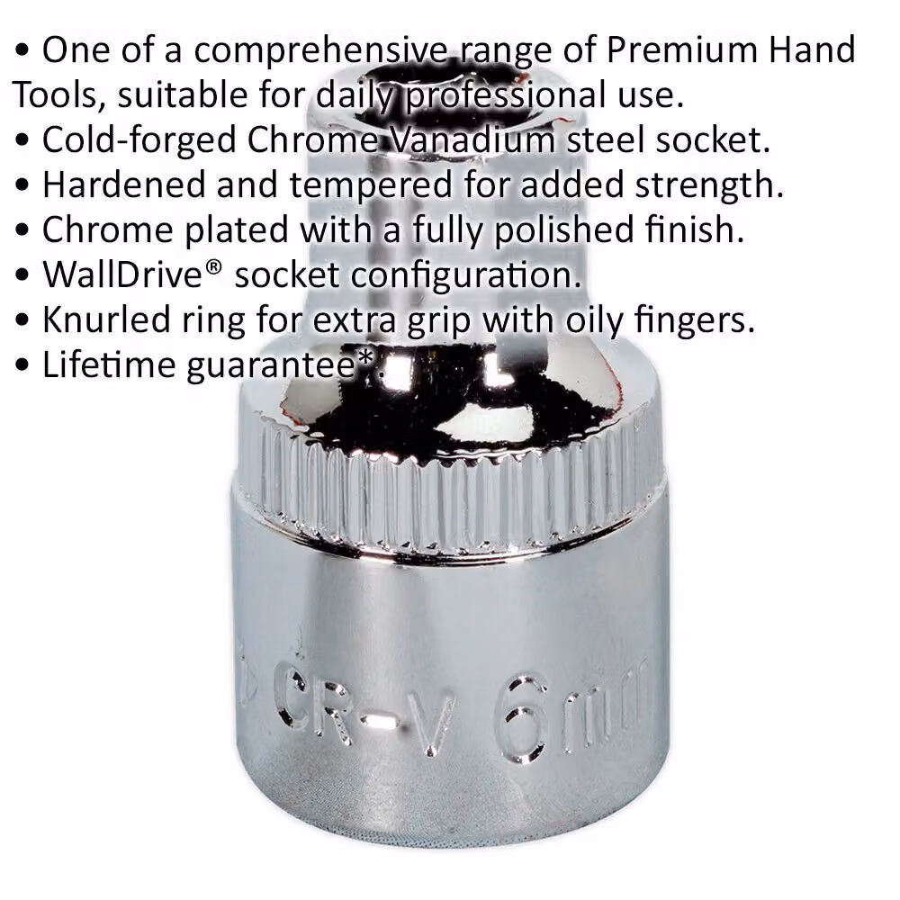 Loops 6mm Forged Steel Drive Socket 3/8 inch Square Drive in Silver Chrome Vanadium – 2