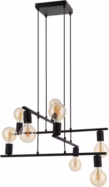 Loops Black Metal 8-Bulb Pendant Ceiling Light with Up and Down E27 Holders – 1