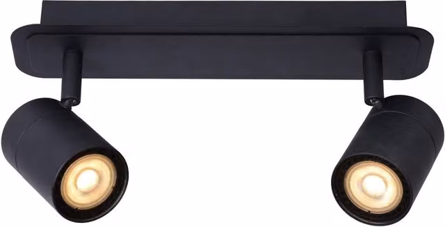 Lucide Lennert Dimmable and Adjustable Twin Ceiling Spotlight for Bathrooms, Black, GU10 LED – 5